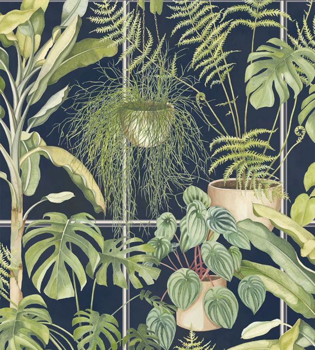 The Green House Wallpaper - Midnight Blue - Brand McKenzie - BMTD001/13C - Premier Wallcovering