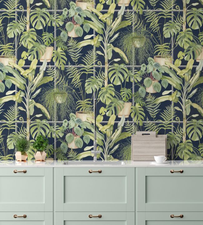 The Green House Wallpaper - Midnight Blue - Brand McKenzie - BMTD001/13C - Premier Wallcovering
