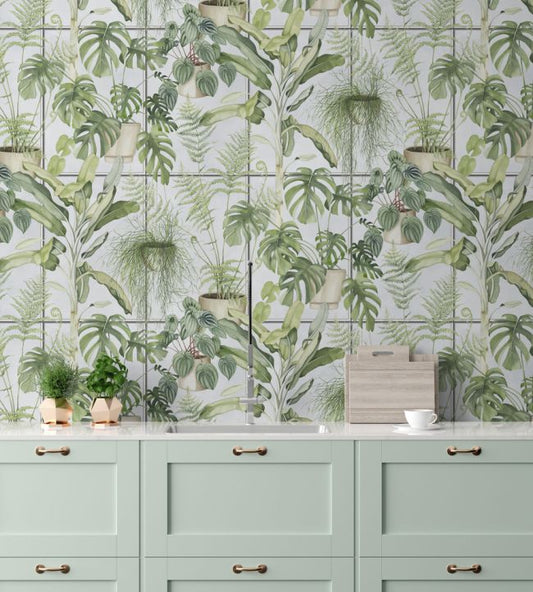 The Green House Wallpaper - Sky Blue - Brand McKenzie - BMTD001/13A - Premier Wallcovering