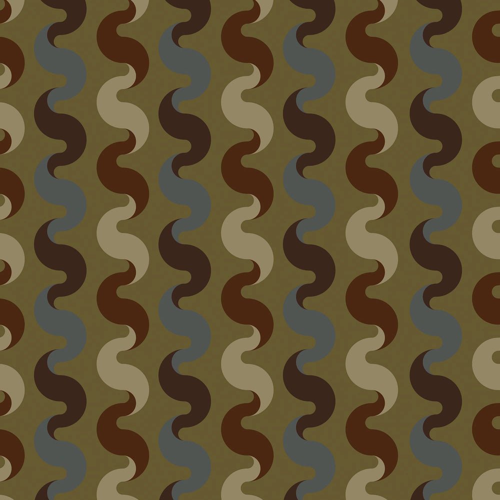 The Hippie Shake Wallpaper - Walnut & Teal on Wasabi - Lust Home - LH900521 - Premier Wallcovering