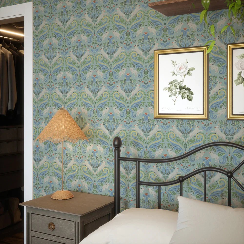 The Hopping Hare Wallpaper - Springtime Shades - LAN100138 - Lucie Annabel - Premier Wallcovering