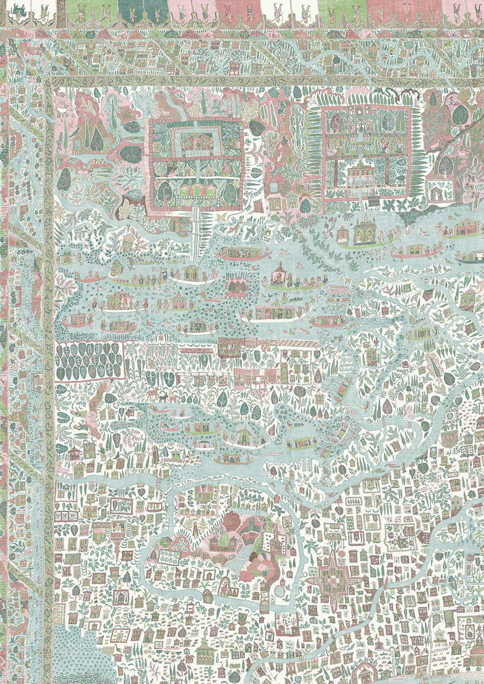 The Map Maxi Wallpaper - Pistachio Rose - Lewis & Wood - Premier Wallcovering
