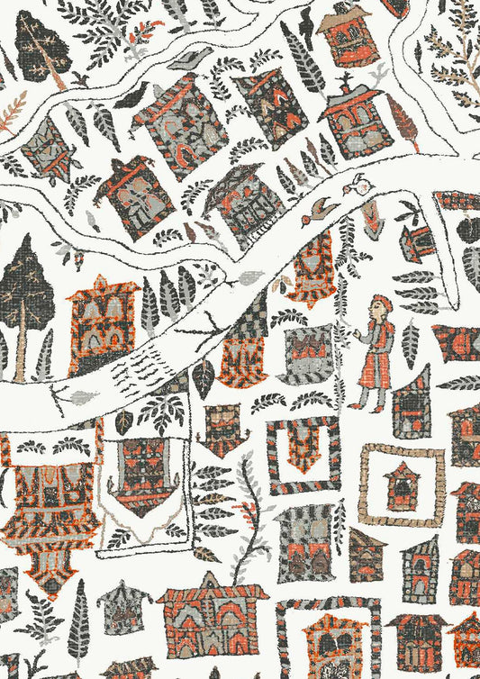 The Map Maxi Wallpaper - Satsuma Soot - Lewis & Wood - Premier Wallcovering