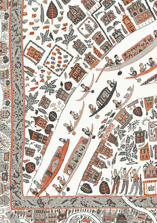 The Map Mini Wallpaper - Satsuma Soot - Lewis & Wood - Premier Wallcovering