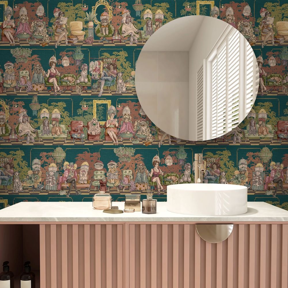 The Parlour Wallpaper - Teal Tone - Brand McKenzie - BMGI006/10B - Premier Wallcovering