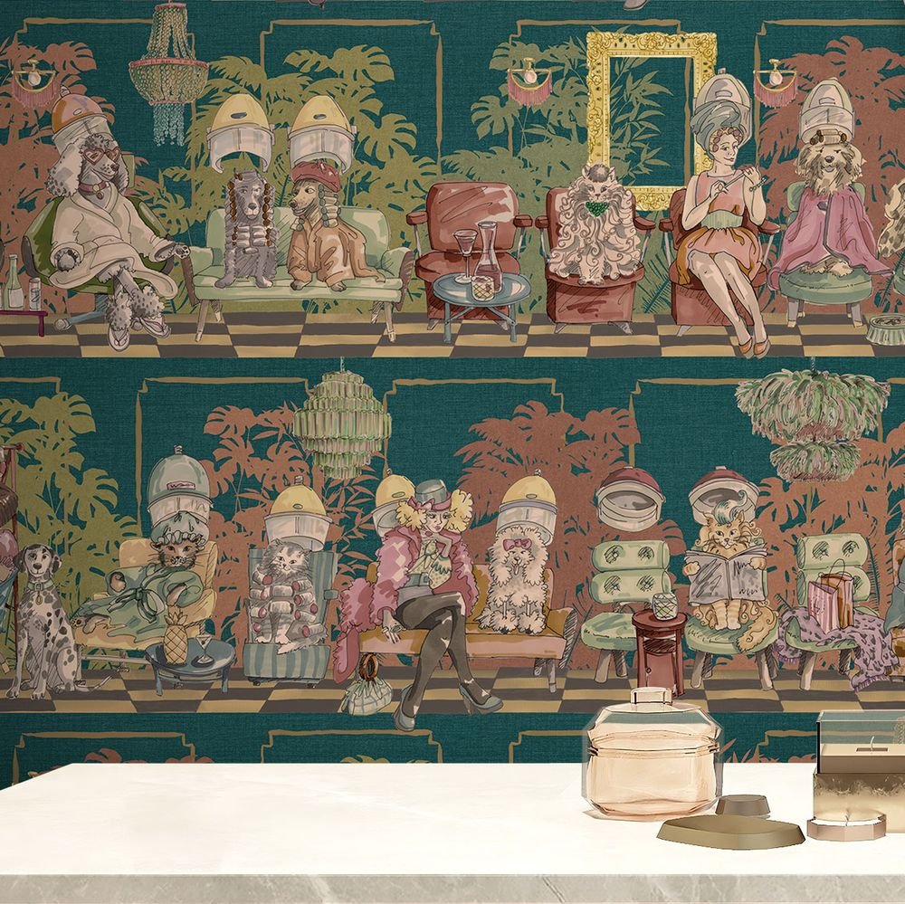 The Parlour Wallpaper - Teal Tone - Brand McKenzie - BMGI006/10B - Premier Wallcovering