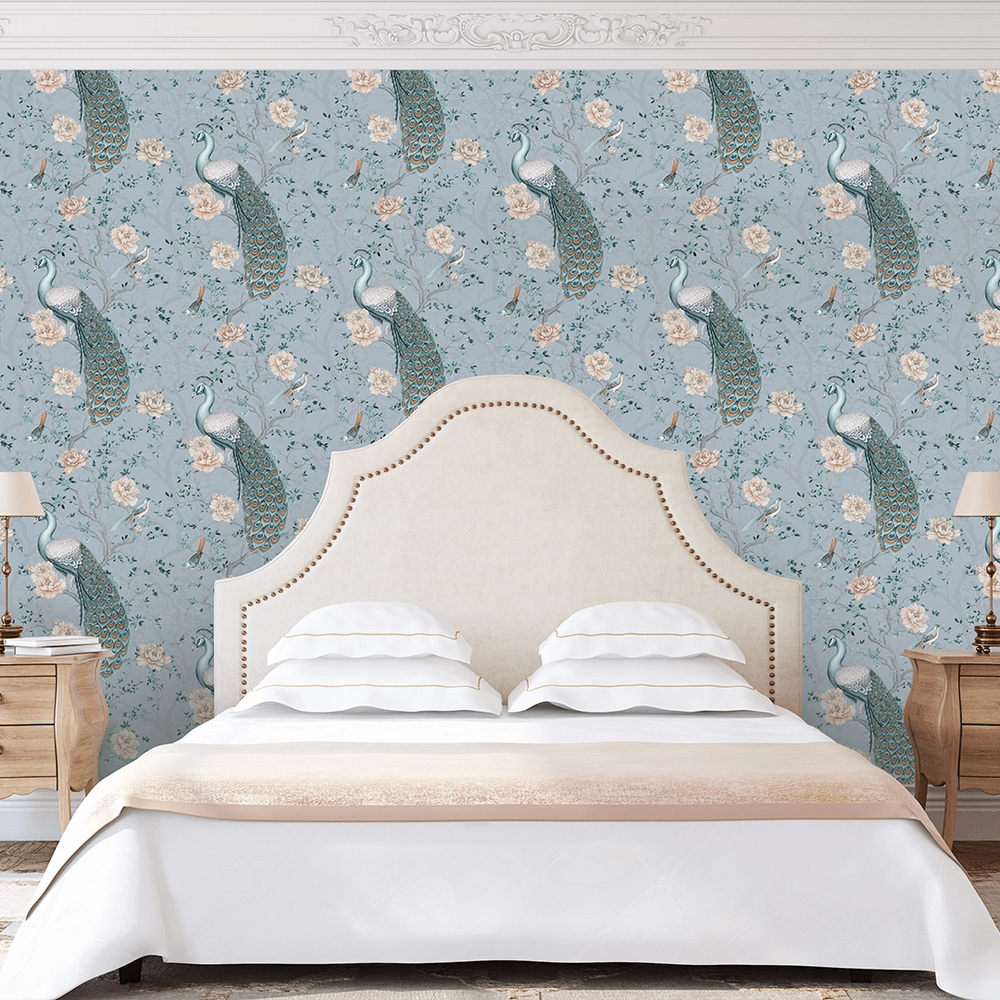 The Peacock's Promise Wallpaper - Heritage Blue - LAN100400 - Lucie Annabel - Premier Wallcovering
