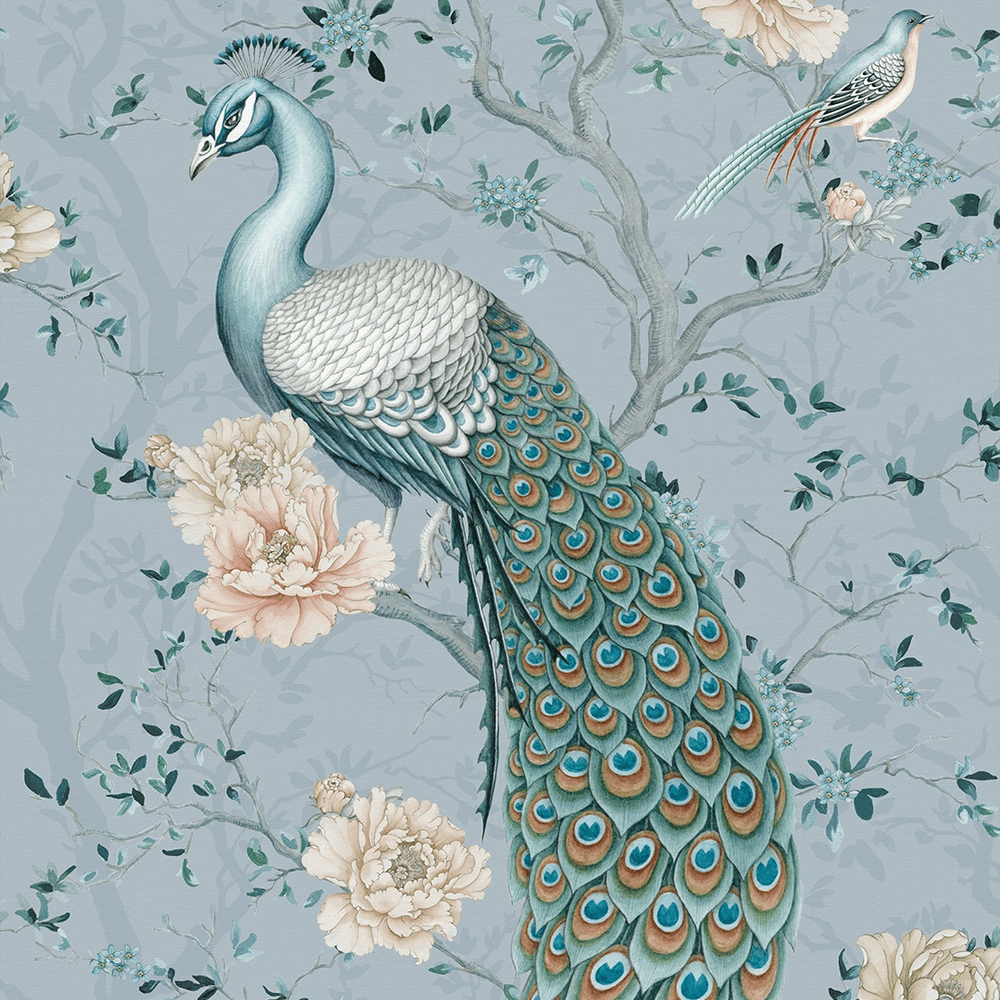 The Peacock's Promise Wallpaper - Heritage Blue - LAN100400 - Lucie Annabel - Premier Wallcovering