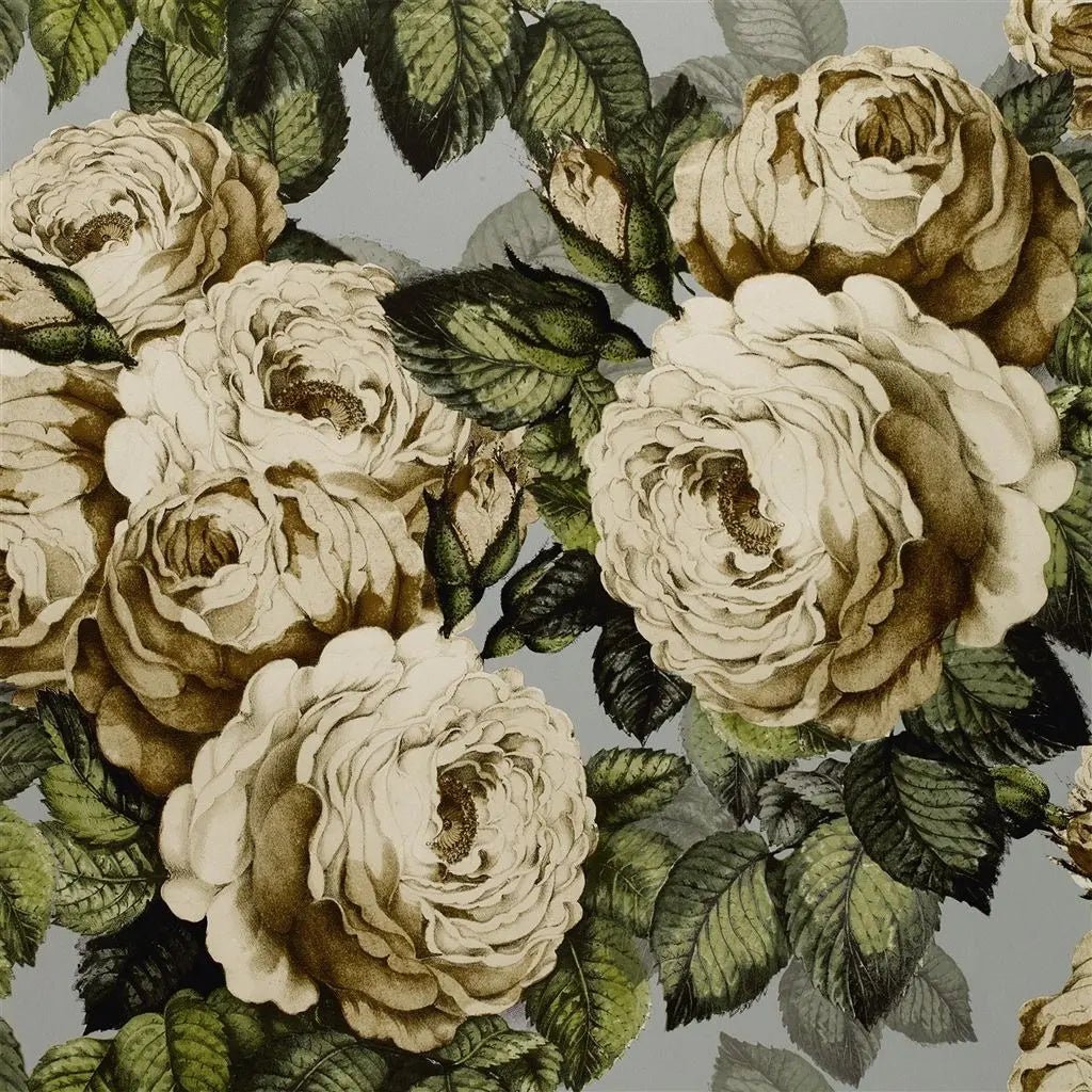 The Rose Wallpaper - Steel - John Derian - PJD6002/06 - Premier Wallcovering