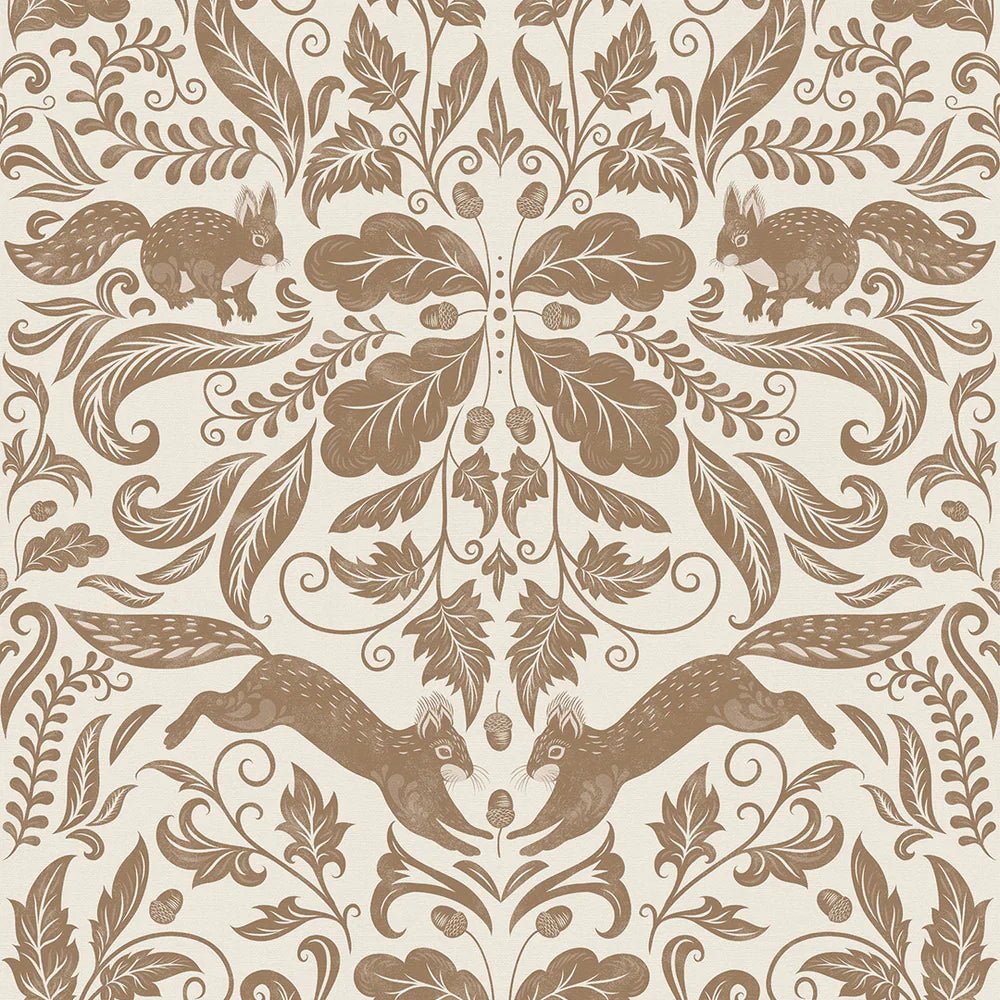 The Secret Squirrel Wallpaper - Cocoa - LAN100134 - Lucie Annabel - Premier Wallcovering