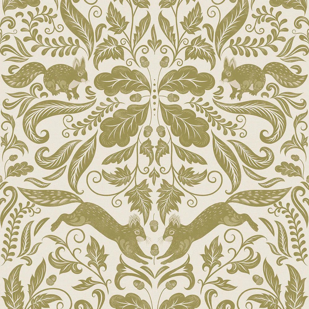 The Secret Squirrel Wallpaper - Avocado - LAN100132 - Lucie Annabel - Premier Wallcovering