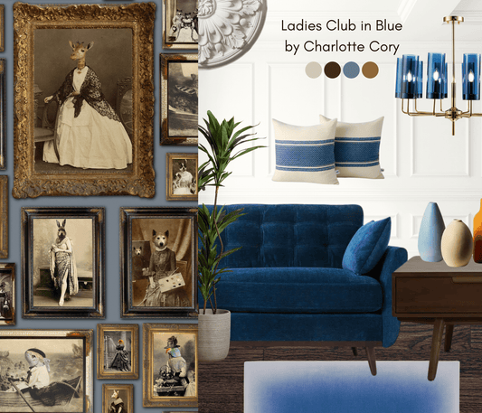 The Soiree Wallpaper - Blue - The Graduate Collection - CC1LADIESBLUE - Premier Wallcovering