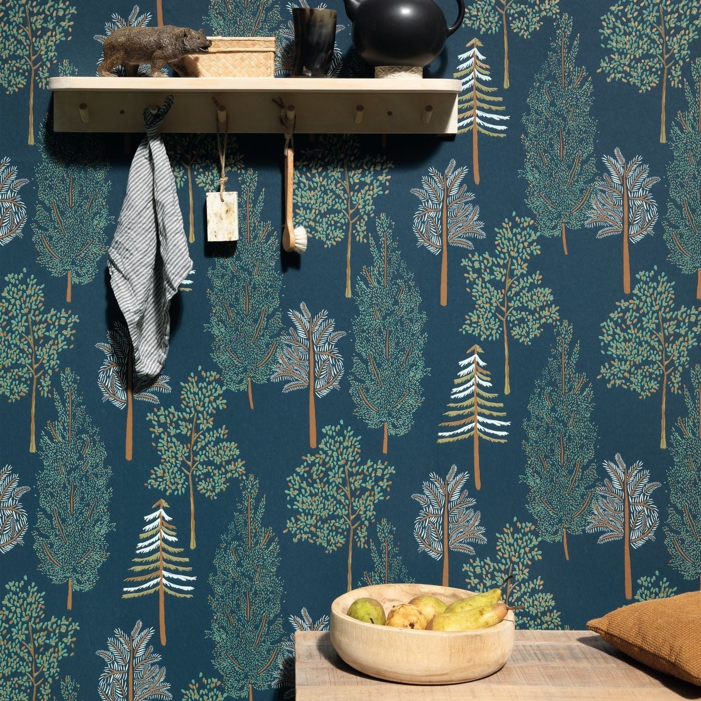 The Tree House Wallpaper - Bleu Nuit - Caselio - 102956614 - Premier Wallcovering