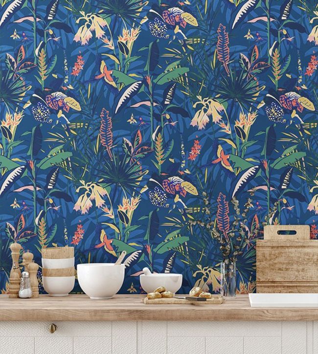 The Tropics Wallpaper - Deep Blue - Brand McKenzie - BMTD001/14A - Premier Wallcovering