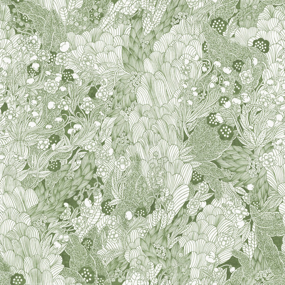 Thicket Wallpaper - Green - Summer Gray - Premier Wallcovering