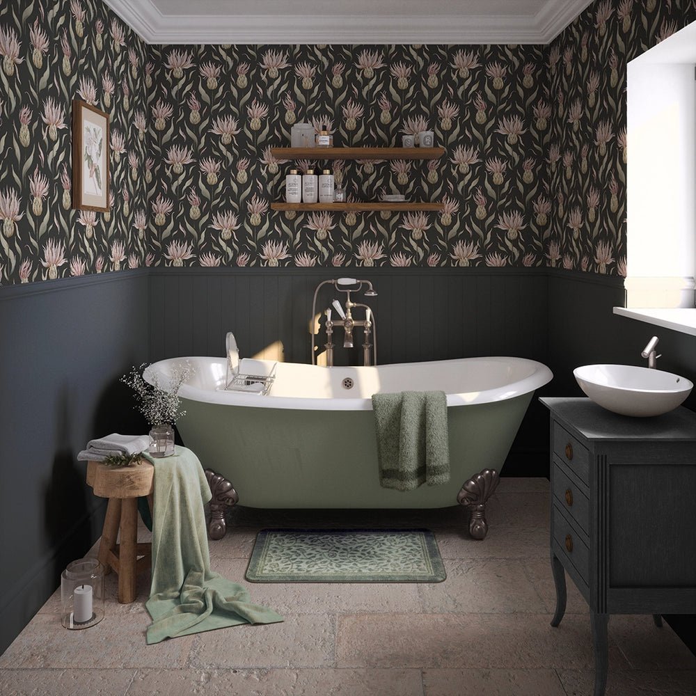Thistle Royale Wallpaper - Pure Charcoal - LAN100348 - Lucie Annabel - Premier Wallcovering