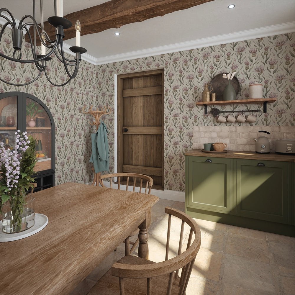 Thistle Royale Wallpaper - Vintage Cream - LAN100346 - Lucie Annabel - Premier Wallcovering