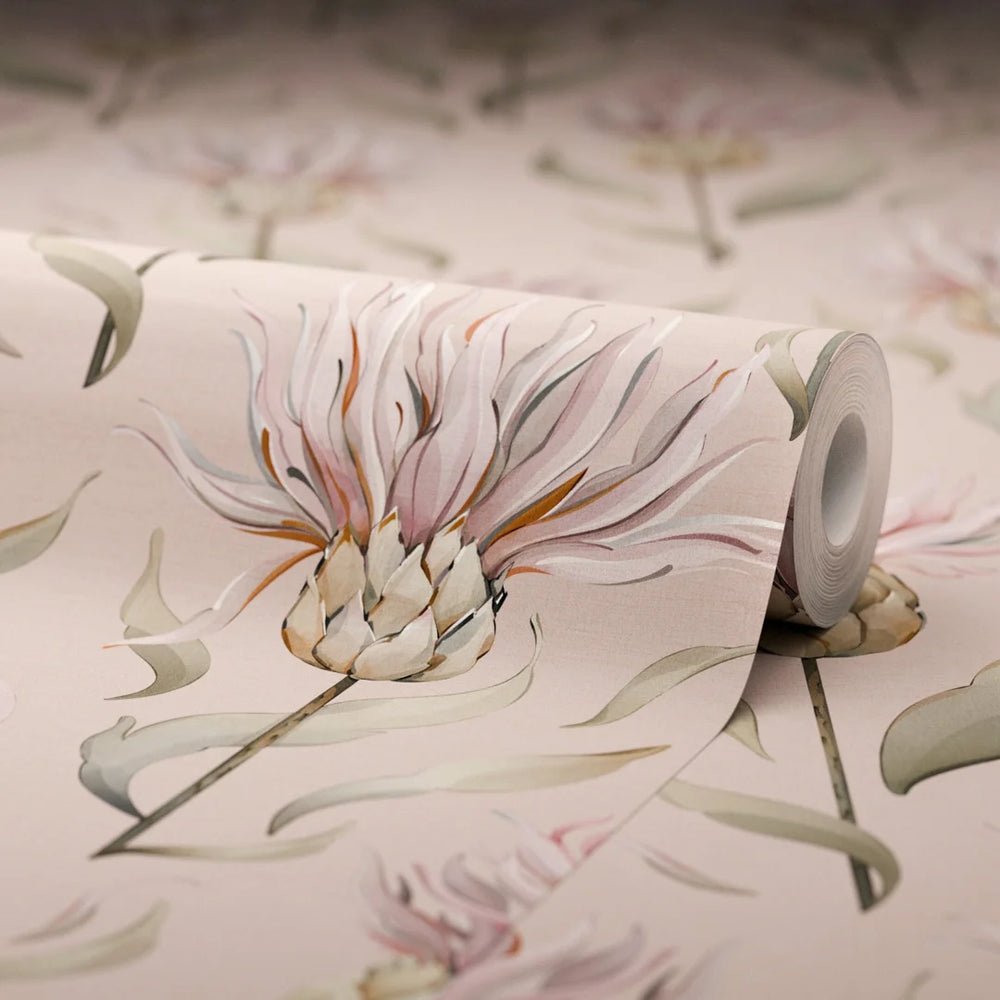 Thistle Royale Wallpaper - Dusty Pink - LAN100349 - Lucie Annabel - Premier Wallcovering