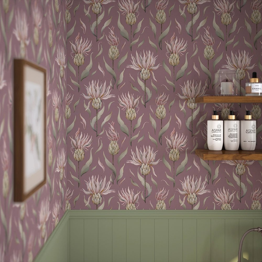 Thistle Royale Wallpaper - French Mauve - LAN100345 - Lucie Annabel - Premier Wallcovering