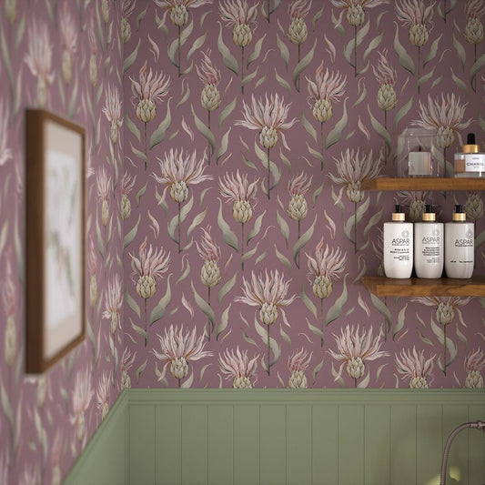 Thistle Royale Wallpaper - French Mauve - LAN100345 - Lucie Annabel - Premier Wallcovering