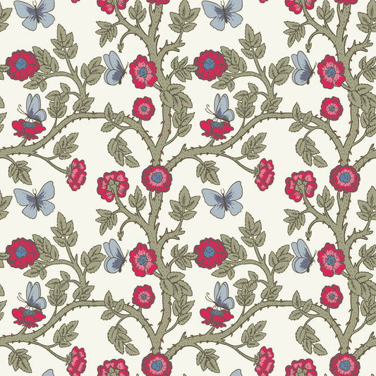 Morris Collections - 1126 - Thorn & Butterfly Wallpaper - Ivory White - Premier Wallcovering
