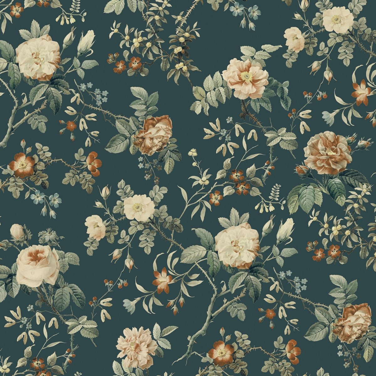 Thorn Rose Petite Wallpaper - Madame Hardy - Rebel Walls - R18529 - Premier Wallcovering