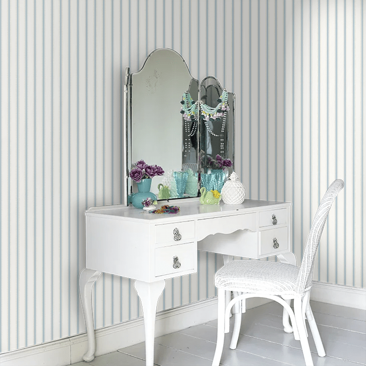 Ticking Stripe Wallpaper - Sky - Ohpopsi - SIS50118W - Premier Wallcovering