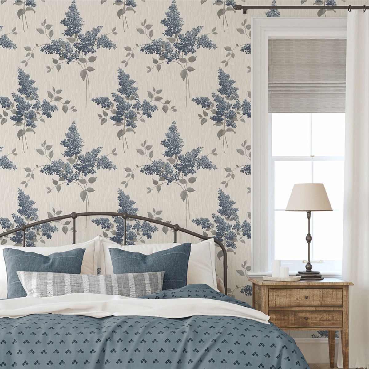 Tiffany Fiore Textured Vinyl Wallpaper - Navy - Belgravia - 41339 - Premier Wallcovering