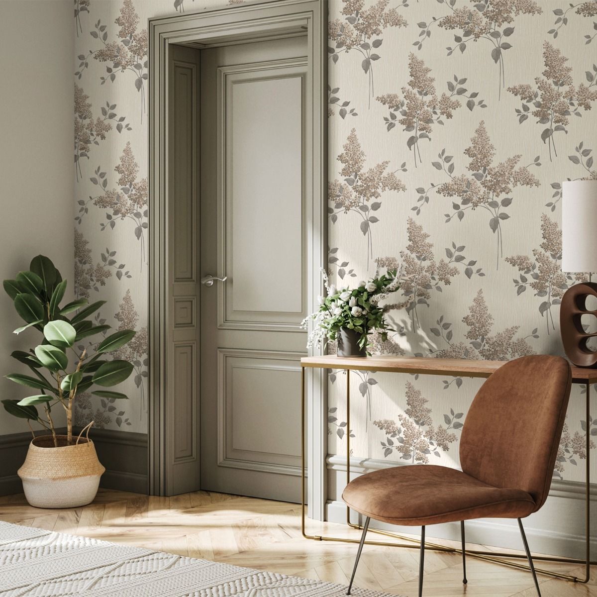 Tiffany Fiore Textured Vinyl Wallpaper - Charcoal - Belgravia - 41341 - Premier Wallcovering