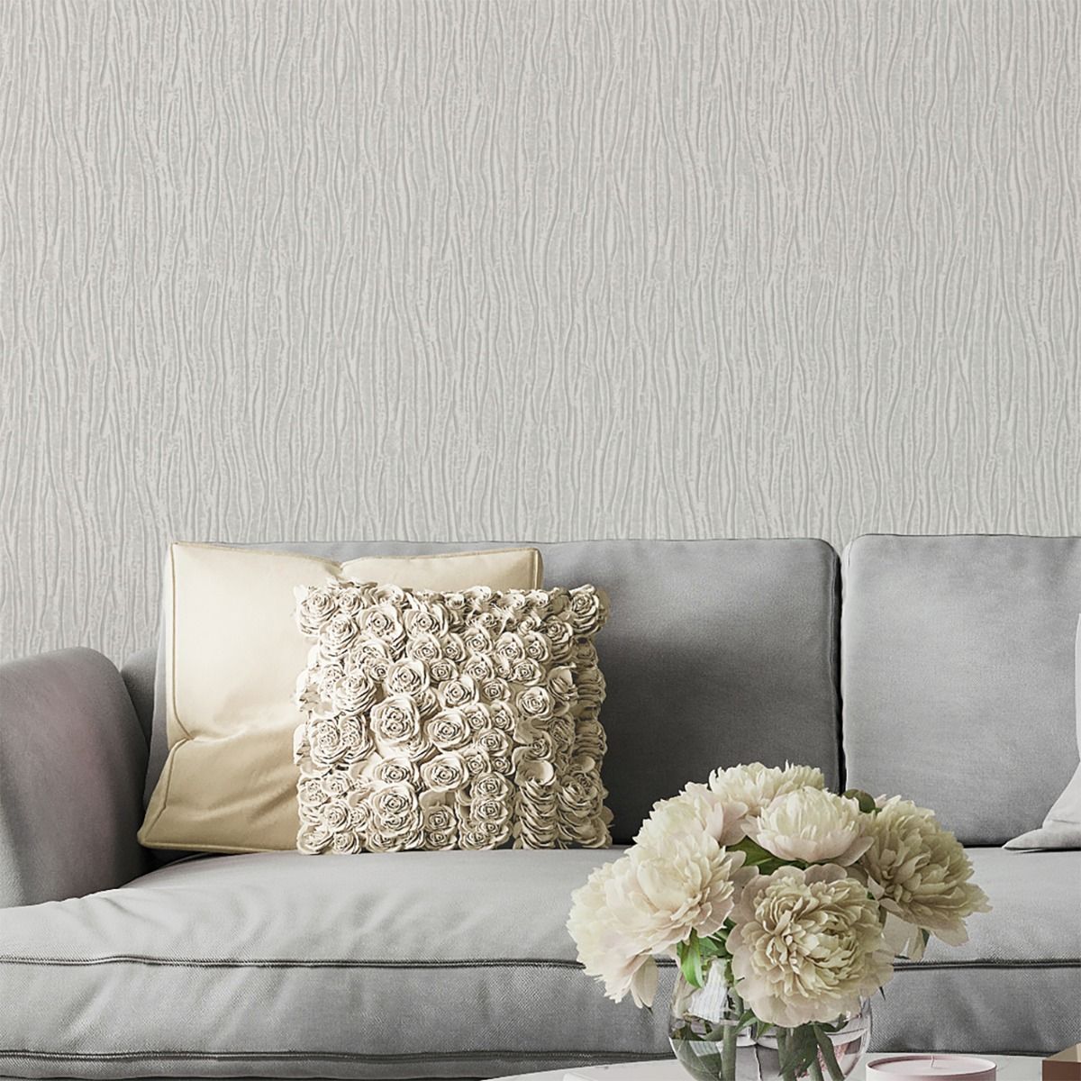 Tiffany Texture Wallpaper - Soft Silver - Belgravia - 41316 - Premier Wallcovering