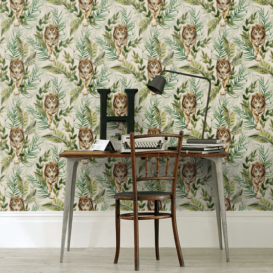 Tiger Tiger Wallpaper - Cream - The Graduate Collection - EG1TIGWALC - Premier Wallcovering