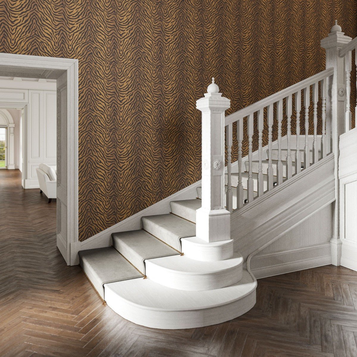 Tiger Wallpaper - Espresso - Warner House - Premier Wallcovering