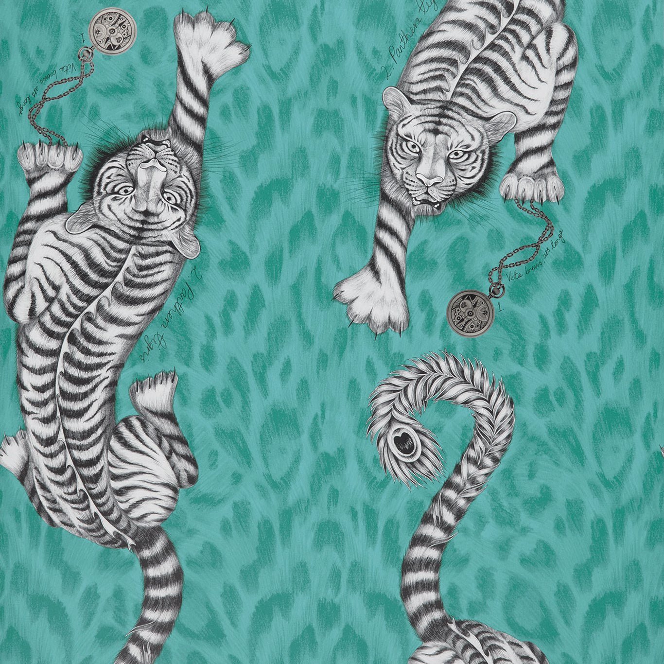 Tigris Wallpaper - Teal - Clarke & Clarke - Emma J Shipley - W0105/05 - Premier Wallcovering