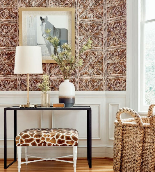 Timbuktu Wallpaper - Navy - Thibaut - T10253 - Premier Wallcovering