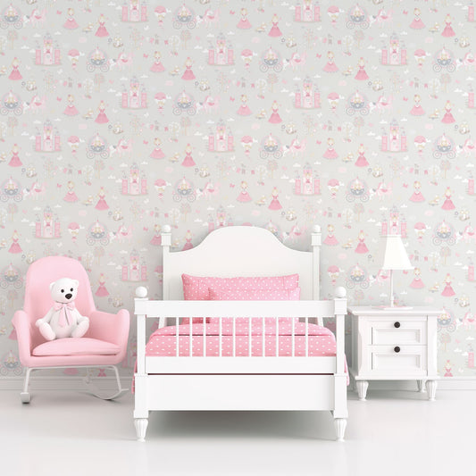 Tiny Tots 2 Fairytale Wallpaper - Grey / Pinks - Galerie - G78370 - Premier Wallcovering