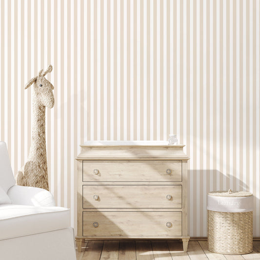 Tiny Tots 2 Regency Stripe Wallpaper - Beige - Galerie - G78398 - Premier Wallcovering