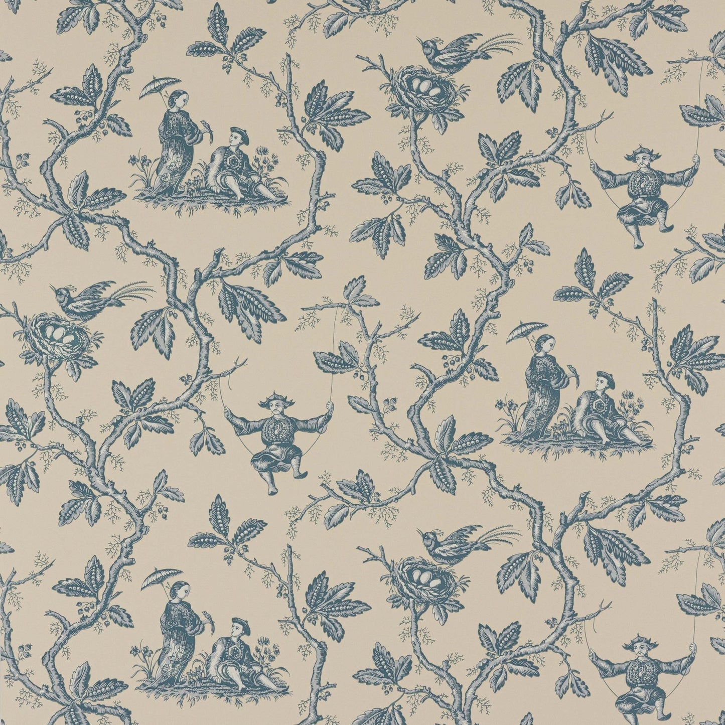 Toile Chinoise Wallpaper - Blue - Colefax & Fowler - W7017 - 02 - Premier Wallcovering