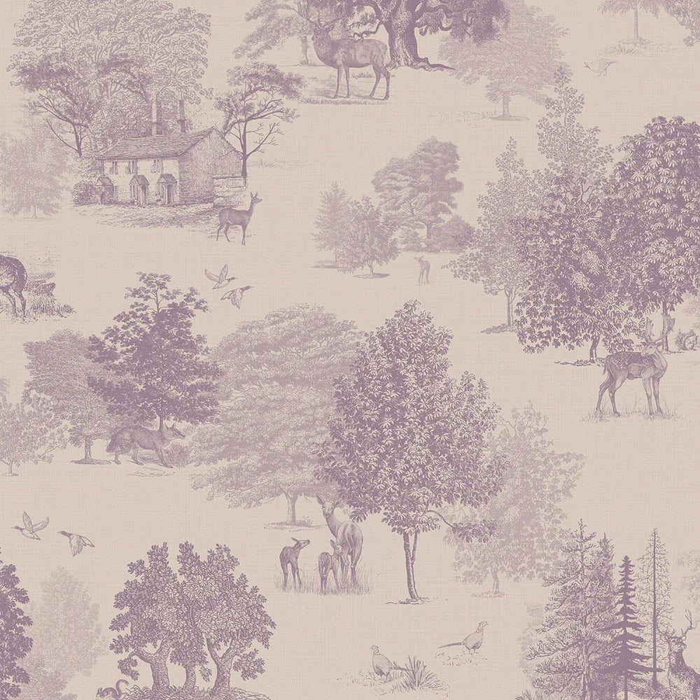 Toile De Jouy Wallpaper - Lavender - LAN100125 - Lucie Annabel - Premier Wallcovering