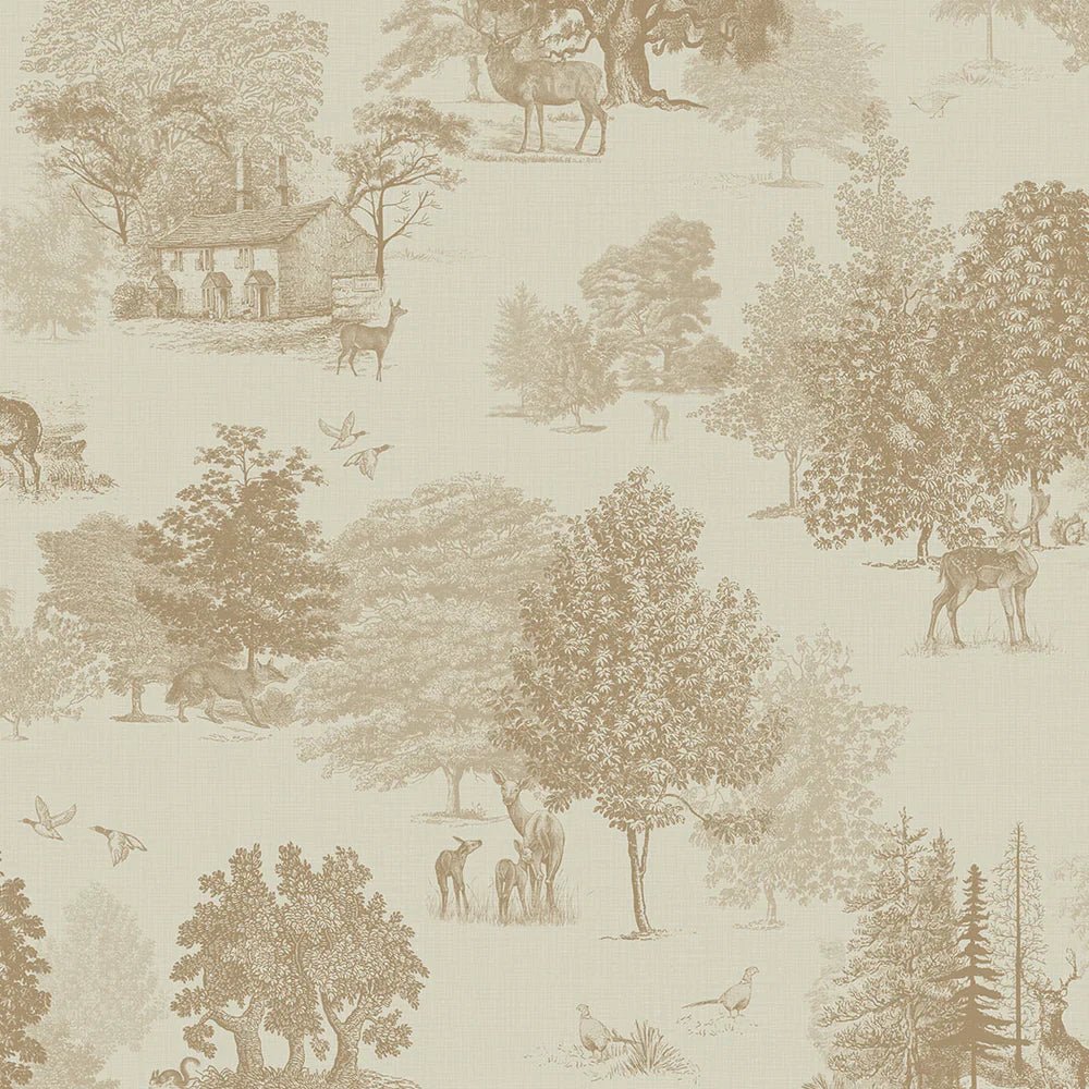 Toile De Jouy Wallpaper - Sandstorm - LAN100121 - Lucie Annabel - Premier Wallcovering