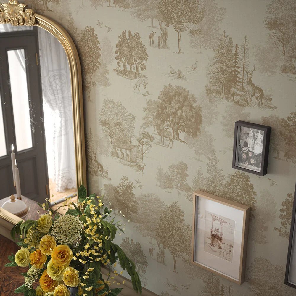 Toile De Jouy Wallpaper - Sandstorm - LAN100121 - Lucie Annabel - Premier Wallcovering