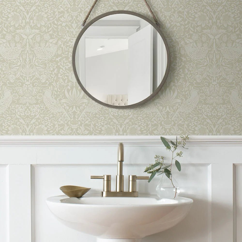 Tonal Bird Garden Wallpaper - Neutral - NextWall - NW54407 - Premier Wallcovering