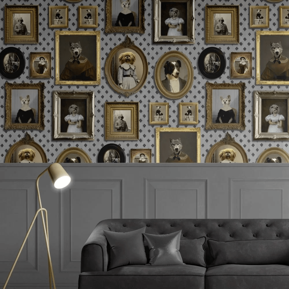 Top Dog Wallpaper - Grey - The Graduate Collection - CC1TDOGGREY - Premier Wallcovering