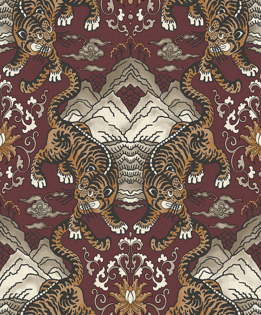 Tora Wallpaper - Maroon - Holden Décor - 65913 - Premier Wallcovering