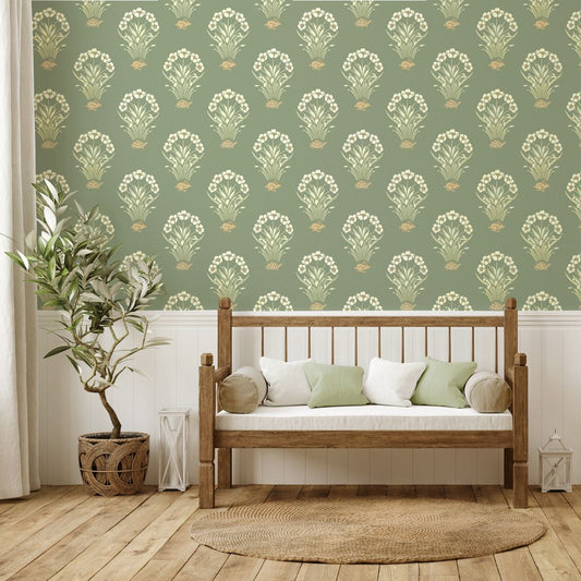 Tortoise and Hare Wallpaper - Sage Green - Belgravia - 6655 - Premier Wallcovering
