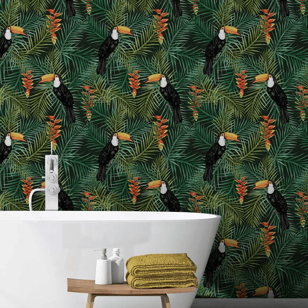 Toucan Wallpaper - Green - The Graduate Collection - AAD1TOUCANGREEN - Premier Wallcovering