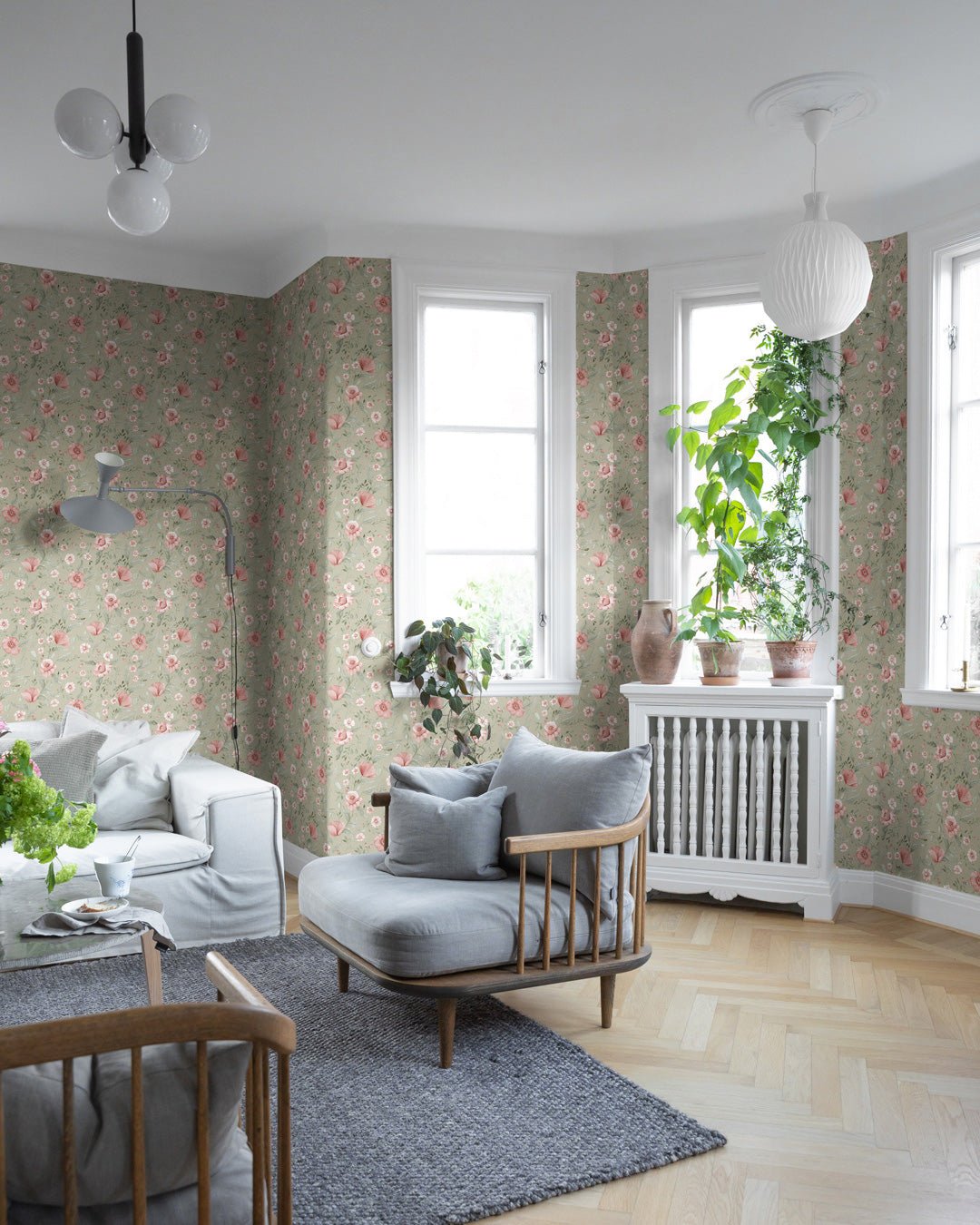 Trädgårdsblommor Wallpaper - Green - Midbec - 43119 - Premier Wallcovering