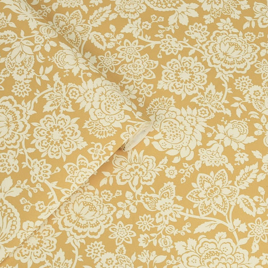 Trailing Laurissa Pale Wallpaper - Ochre Yellow - Laura Ashley - 121072 - Premier Wallcovering