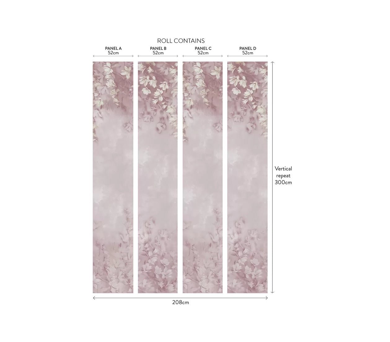 Trailing Magnolia Wall Mural - Blush - 1838 wallcoverings - 2109 - 158 - 02 - Premier Wallcovering