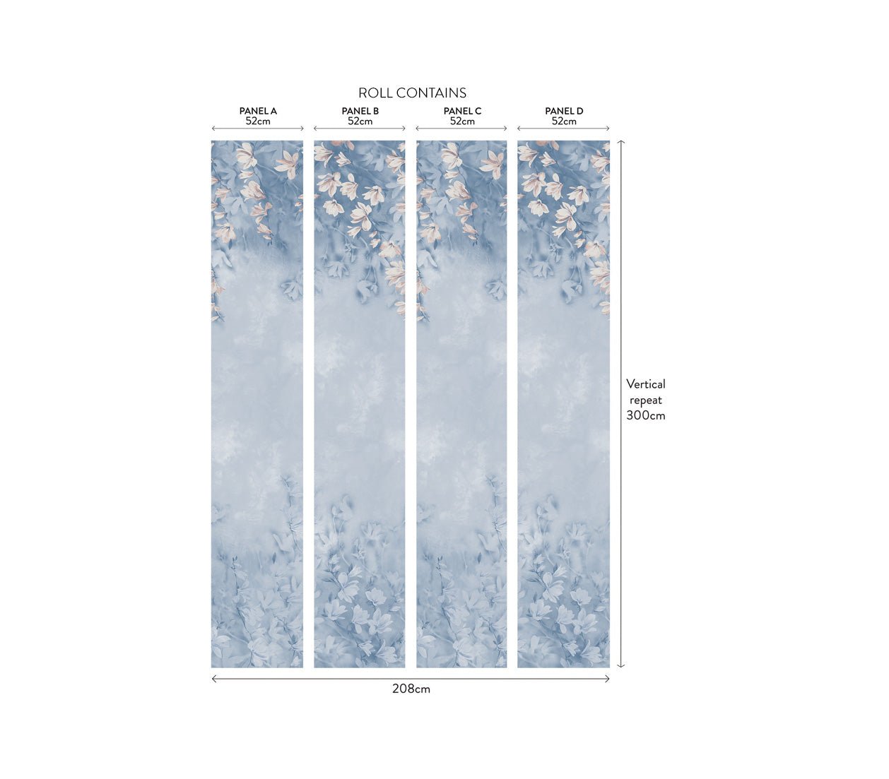 Trailing Magnolia Wall Mural - Chambray - 1838 wallcoverings - 2109 - 158 - 03 - Premier Wallcovering