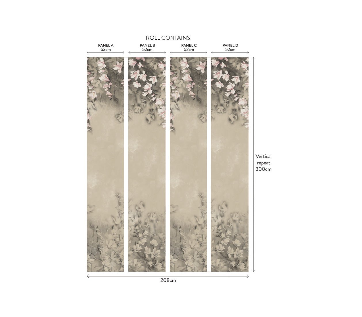 Trailing Magnolia Wall Mural - Burnished - 1838 wallcoverings - 2109 - 158 - 04 - Premier Wallcovering